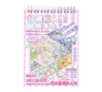 Generisch Libro Con Scene In Miniatura Stickers, Miniatura Immaginazione Opere D'arte con Animali Domestici - Divertenti Adesivi Fai Da Te Libro | Per Gli Amanti E La Famiglia E I Bambini