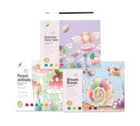 Generisch Libro da colorare ad acquerello per bambini, set da 3 pezzi, libri da colorare ad acquerello, per ragazze, adolescenti, hobby, lezioni artistiche, casa, viaggi, biblioteca, scuola, aule