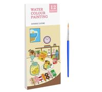 Generisch Libro per acquerelli, per dipingere e colorare, piccoli blocchi colorati, set artistico, per bambini, da viaggio, pennelli per ragazze, disegno educativo, attività creativa, portatile