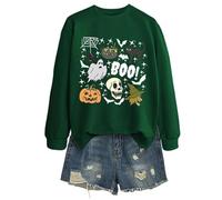 Generisch Lieblingsmensch - Felpa da donna a forma di candela, senza tema di Halloween, a forma di gatto, a maniche lunghe, perfetta per l'uso quotidiano per il tempo libero, Verde scuro, L