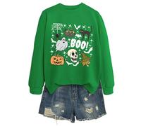 Generisch Lieblingsmensch - Felpa da donna a forma di candela, senza tema di Halloween, a forma di gatto, a maniche lunghe, perfetta per l'uso quotidiano per il tempo libero, verde, S