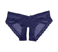 Generisch Lingerie da donna trasparente Hipster Ouvert Pizzo Strings Aperto Cavallo Trasparente Perizoma Traspirante Vita Bassa Mutande No Show Biancheria Intimo, Blu, M