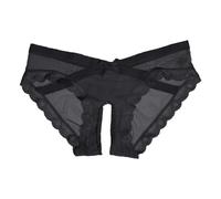 Generisch Lingerie da donna trasparente Hipster Ouvert Pizzo Strings Aperto Cavallo Trasparente Perizoma Traspirante Vita Bassa Mutande No Show Biancheria Intimo, Nero , M