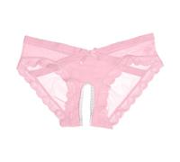 Generisch Lingerie da donna trasparente Hipster Ouvert Pizzo Strings Aperto Cavallo Trasparente Perizoma Traspirante Vita Bassa Mutande No Show Biancheria Intimo, Lilla, M