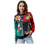 Generisch Little and Christmas Snowflake - Maglione da donna rosso con vestito di Natale, con maglia a maglia, da donna, colore: blu, Colore: rosso, S