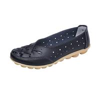 Generisch Loafer ortopedico da donna, supporto per l'arco del piede, punta chiusa, sandali estivi piatti, in pelle, scarpe da ginnastica vintage a zeppa, per il tempo libero, Nero , 37 EU