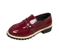 Generisch Loafer versatile con suola alta nel classico design britannico, semplice, scarpe casual tinta unita per tutto il giorno, Colore: rosso, 38 EU