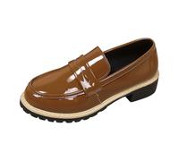 Generisch Loafer versatile con suola alta nel classico design britannico, semplice, scarpe casual tinta unita per tutto il giorno, caffè, 42 EU