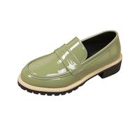 Generisch Loafer versatile con suola alta nel classico design britannico, semplice, scarpe casual tinta unita per tutto il giorno, verde, 39 EU