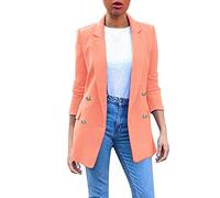 Generisch Longblazer, giacca da lavoro da donna, elegante, sportiva, lunga giacca con bottone, leggera, casual, da lavoro, con tasche, slim fit, tinta unita, Colore: rosa., S