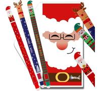 Generisch Lot de 3 stylos effaçables avec motifs de Père Noël, renne et enfants pour l'école