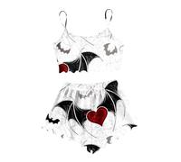 Generisch Loungewear - Set pigiama da donna con stampa a caricatura di Halloween, bianco, XL