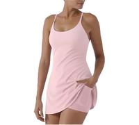 Generisch L'ultimo abito attivo senza schiena con controllo della pancia, realizzato per movimenti e semplici pause, abito da allenamento, con tasca, Colore: rosa., S