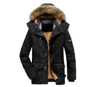 Generisch Lungo parka invernale da uomo con imbottitura calda, design casual per le giornate fredde, Nero , 7XL