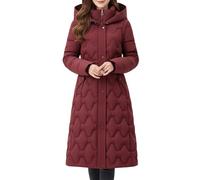 Generisch Lungo tessuto a vita staccabile per un caldo cappotto trapuntato oversize in inverno con capispalla termico rimovibile e antivento per il freddo, Vino, XXL