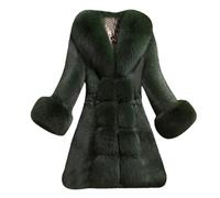 Generisch Lussuosa giacca in pelliccia sintetica come cappotto di media lunghezza, caldo e spesso, elegante giacca da donna dal taglio alla moda, verde, L