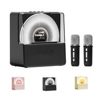 Generisch Macchina for Karaoke con Microfono Wireless, Mini Cassa Bluetooth Portatile for Bambini e Adulti, Altoparlante for Cantare a Casa, Regalo Compleanno Giochi Bambina(Black+2microphone)