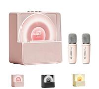 Generisch Macchina for Karaoke con Microfono Wireless, Mini Cassa Bluetooth Portatile for Bambini e Adulti, Altoparlante for Cantare a Casa, Regalo Compleanno Giochi Bambina(Pink+2microphone)