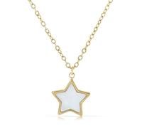 Generisch Made by Nami, collana da donna in oro o argento con madreperla, ciondolo a forma di stella, in acciaio inox chirurgico, ipoallergenico, impermeabile, collana dell'amicizia, Anpassbar