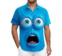 Generisch Maglia a maniche lunghe alla moda con bottoni a pressione per lo streetstyle nella vita di tutti i giorni, tessuto morbido, Celeste., 3XL