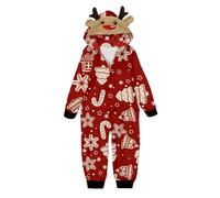 Generisch Maglia a maniche lunghe con motivo natalizio a maniche lunghe, per la notte di Natale, per le vacanze, per la famiglia, Colore: rosso, 6-7 yaers