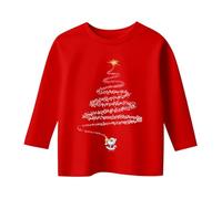 Generisch Maglia a maniche lunghe festive con scollo rotondo, motivo natalizio per ragazze. Camicia morbida e casual da indossare tutti i giorni con simpatico design stagionale, comoda vestibilità