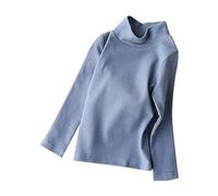 Generisch Maglia a maniche lunghe per ragazze in cotone, a collo alto, a maniche lunghe, per bambini, traspirante, unisex, classica, tinta unita, per il tempo libero, taglie 90-150, Blu, 90