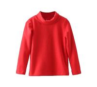 Generisch Maglia a maniche lunghe per ragazze in cotone, a collo alto, a maniche lunghe, traspirante, comodo, morbido maglione per bambini, classico, tinta unita, abbigliamento per il tempo libero