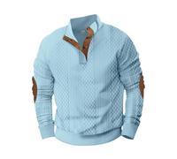 Generisch Maglia casual a maniche lunghe senza cappuccio da uomo all'aperto con colletto alto, Blu, L