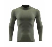 Generisch Maglia da ciclismo da uomo, a compressione, UPF 50+, protezione UV, traspirante, per corsa, corsa, allenamento, verde militare, L