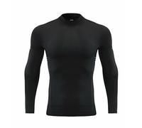 Generisch Maglia da ciclismo da uomo, a compressione, UPF 50+, protezione UV, traspirante, per corsa, corsa, allenamento, Nero , M