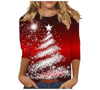 Generisch Maglia da donna casual alla moda con maniche a 3/4 per abiti eleganti e quotidiani, occasioni festive nella stagione fresca, Colore: rosso, M