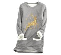 Generisch Maglia intima termica a maniche lunghe con fodera in pile, pratica tasca come calda camicia invernale per le giornate fredde, grigio., XXL