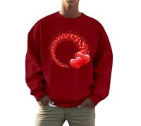 Generisch "Maglia maglione casual girocollo e stampa lettere per San Valentino uomo e donna" nero scollo a V uomo, Colore: rosso, 3XL
