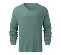 Generisch Maglia Top da uomo a maniche lunghe, classico, girocollo, elastico, tinta unita, il cappotto Hollow Out Crochet a maniche lunghe, through V Neck Drop Shoulder, O verde menta, M