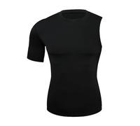 Generisch Maglietta a compressione da uomo, a maniche corte, Rash Guard UV, baselayer, ad asciugatura rapida, traspirante, per lo sport, per il fitness, slim fit, Nero , S