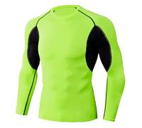 Generisch Maglietta a compressione da uomo, a maniche lunghe, funzionale, traspirante, traspirante, traspirante, per il fitness, per il fitness, per l'asciugatura rapida, per lo sport, verde, M