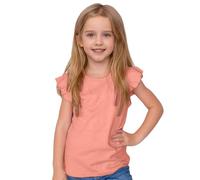 Generisch Maglietta a maniche corte 2026 con maniche ad ali larghe per ragazze con maniche a foglia carine, Colore: rosa., 5-6 Anni