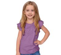 Generisch Maglietta a maniche corte 2026 con maniche ad ali larghe per ragazze con maniche a foglia carine, Lilla, 18-24 Mesi