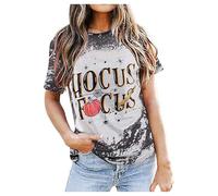 Generisch Maglietta a maniche corte, per Halloween, da donna, con scollo rotondo, maglietta estiva, maglietta per Halloween, maglietta horror Movie Tees, Maglietta C2-grigio, S