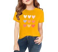 Generisch Maglietta a maniche corte per primavera, e, per e ragazze, stampa 2D, girocollo, comoda, casual, a maniche corte, giallo., 4-5 Jahre