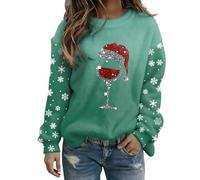 Generisch Maglietta a maniche lunghe 2025 in flanella con scollo rotondo, morbida camicia in pile felpato, calda e confortevole, vestibilità casual per tutti i giorni in vacanza., verde, 3XL