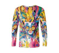 Generisch Maglietta a maniche lunghe da donna, con stampa digitale 3D, per il tempo libero, con comfort traspirante, Colore: arancione., XXL