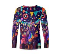 Generisch Maglietta a maniche lunghe da donna, con stampa digitale 3D, per il tempo libero, con comfort traspirante, Celeste., M