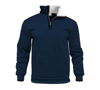 Generisch Maglietta a maniche lunghe da uomo, a mezza zip, sportiva, a 1/4, con cerniera, leggera, traspirante, funzionale, calda, da trekking, da sci, da bicicletta, Blu scuro, M