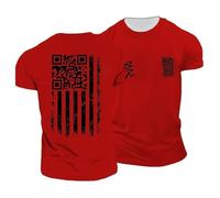 Generisch Maglietta casual da uomo con design con codice QR, comoda maglietta a maniche corte per la primavera, ideale per tutti i giorni e per il tempo libero, Colore: rosso, S