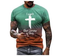 Generisch Maglietta casual da uomo con stampa Jesus con scritta I Can T But I Know a Guy girocollo a maniche corte maglietta religiosa per il tempo libero, verde, XXL