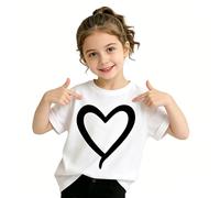 Generisch Maglietta da bambina con grande stampa a cuore, una semplice maglietta basic per l'asilo, la scuola o come regalo amorevole.
