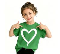 Generisch Maglietta da bambina con grande stampa a cuore, una semplice maglietta basic per l'asilo, la scuola o come regalo amorevole.