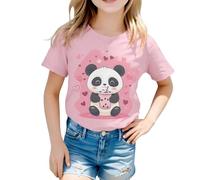 Generisch Maglietta da bambina con simpatico motivo panda e Bubble Tea, graziosa maglietta a maniche corte per bambini amanti degli animali e fan di Boba